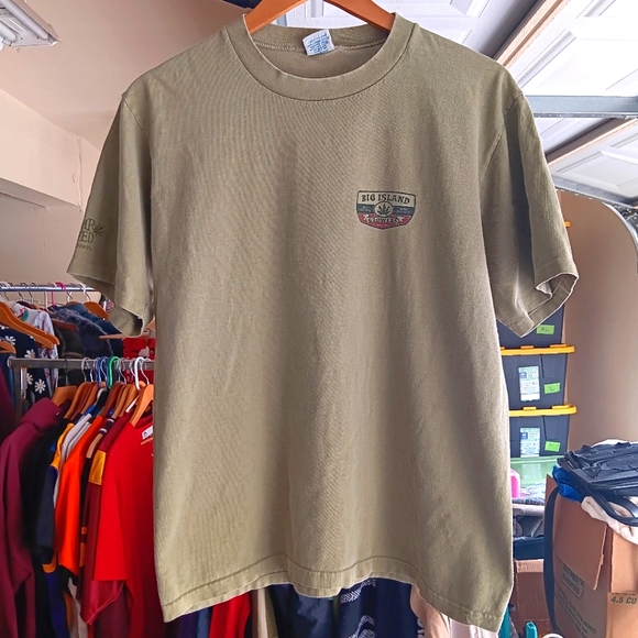 .Vintage Big Island Growers Hemp Dyed Olive Green Single Stitched Shirt! - Picture 2 of 7